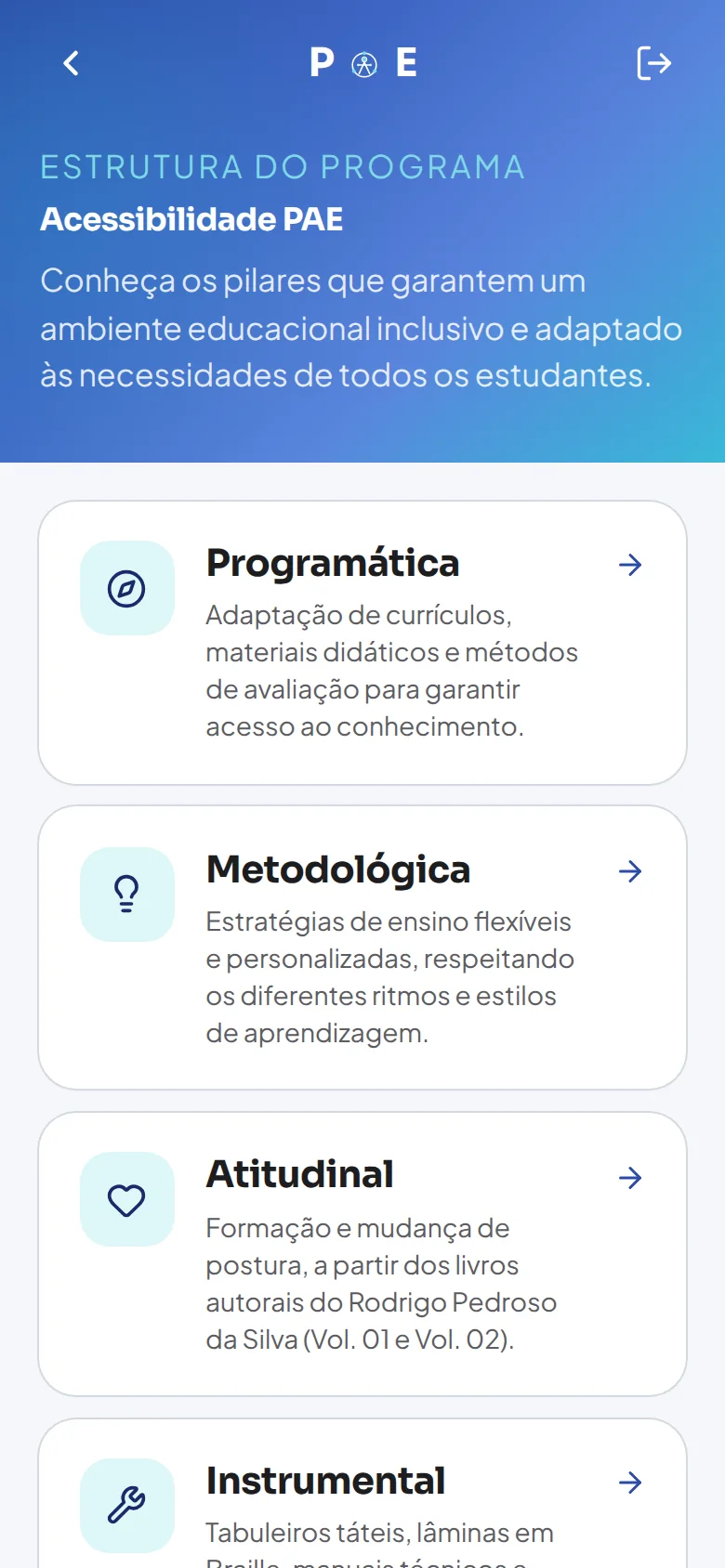 Os quatro pilares da acessibilidade no app PAE